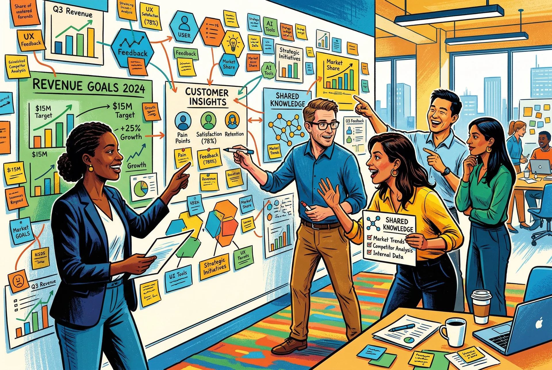 How to Integrate Business and Knowledge Management featured image Business and knowledge management editorial illustration