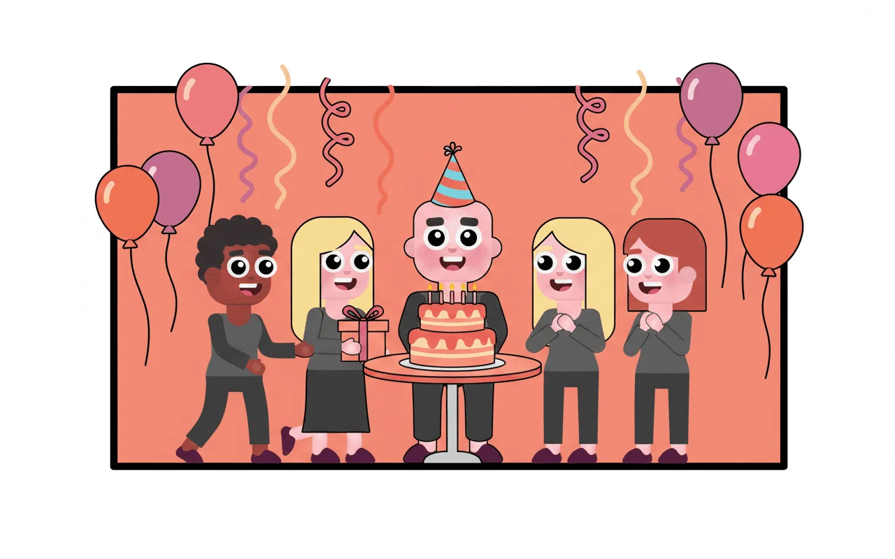 LEAD characters celebrating a birthday