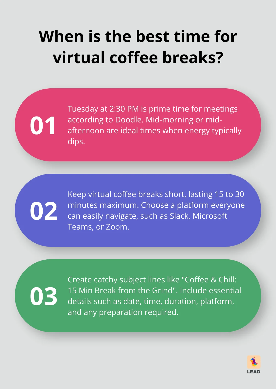 Infographic: When is the best time for virtual coffee breaks? - virtual coffee break invitation email template