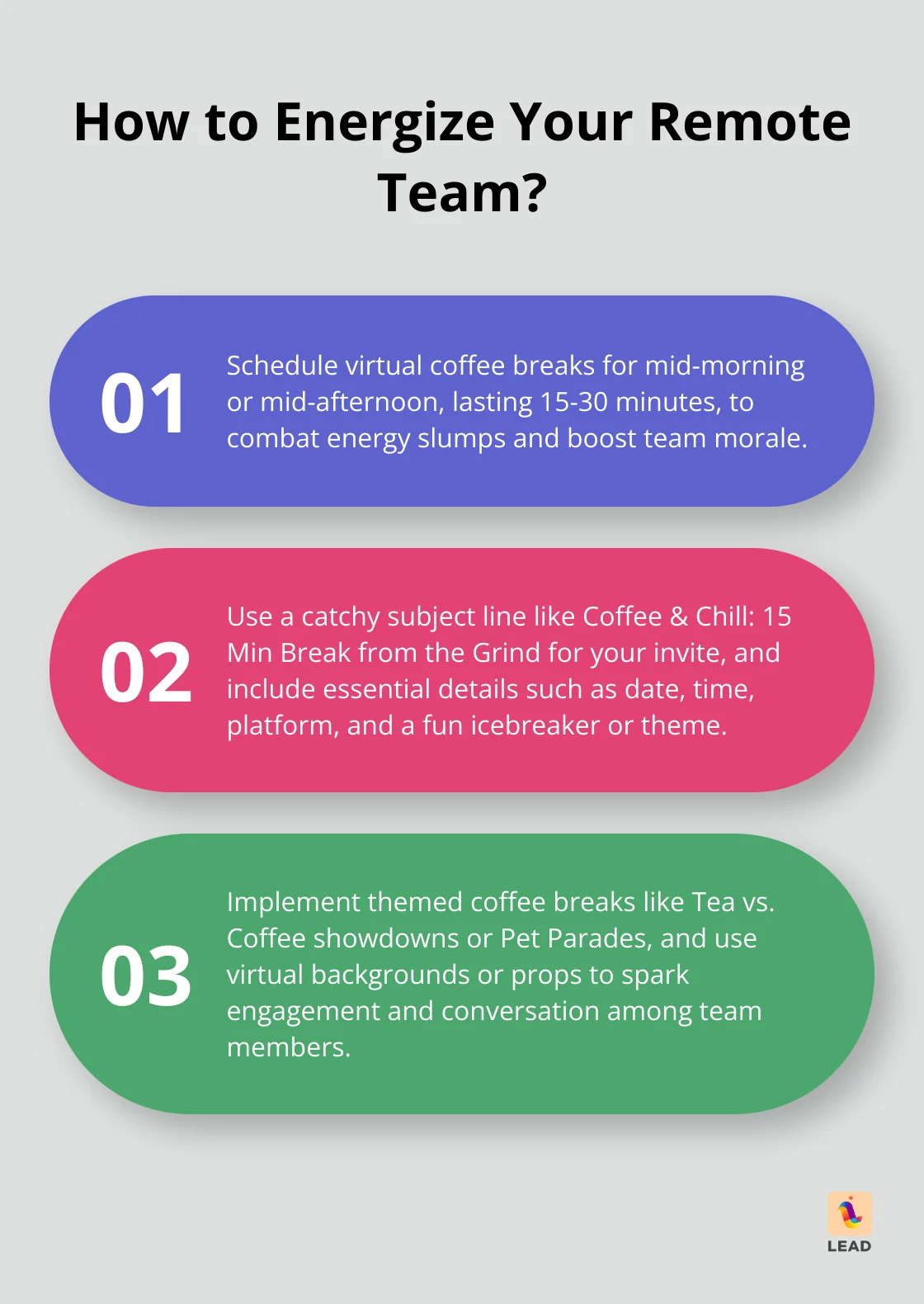 Infographic: How to Energize Your Remote Team? - virtual coffee break invitation email template