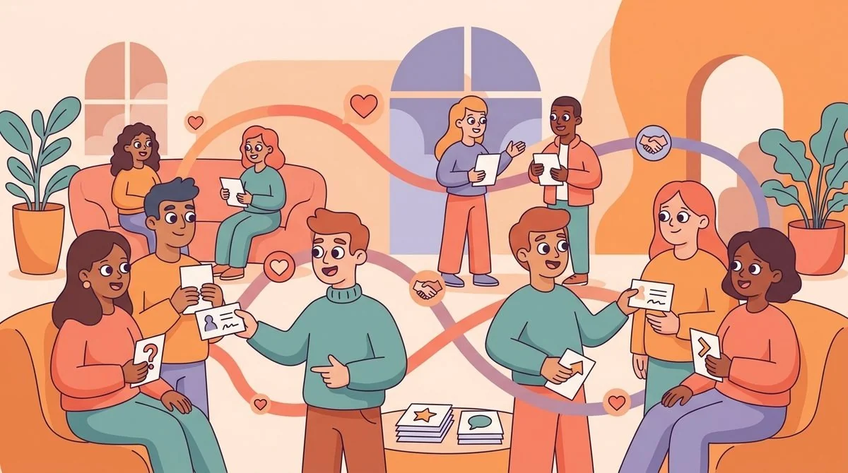 LEAD-style employee resource group members connecting across departments through smart matching