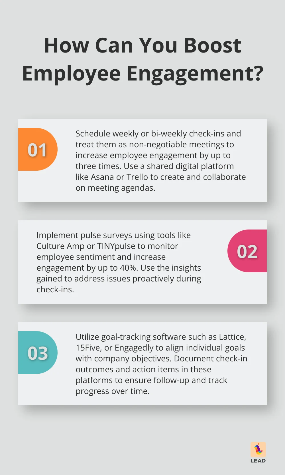 Infographic: How Can You Boost Employee Engagement? - manager employee check ins