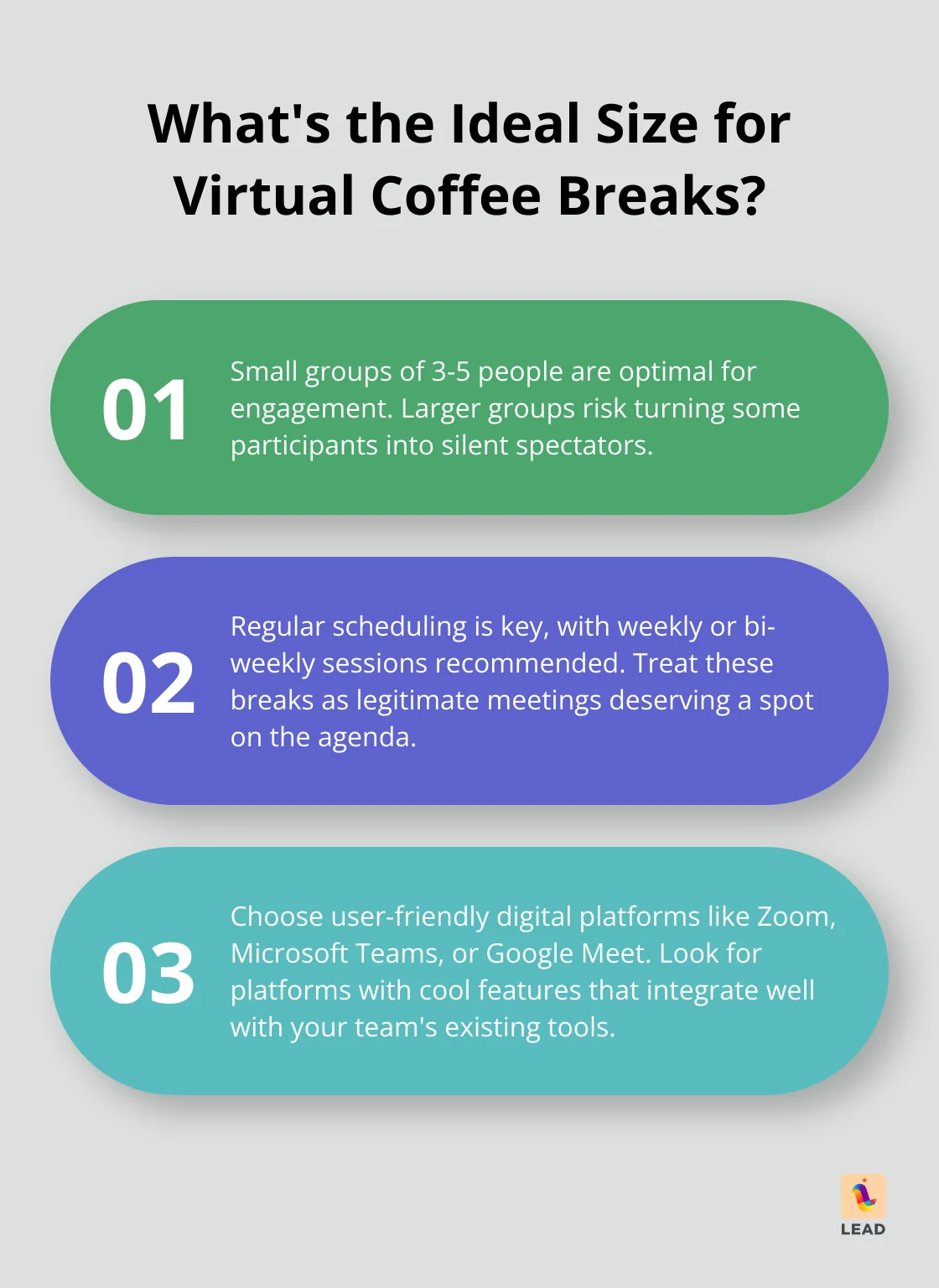 Infographic: What's the Ideal Size for Virtual Coffee Breaks? - hosting a virtual coffee break