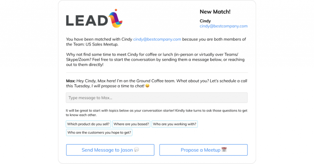 LEAD.bot employee matching feature