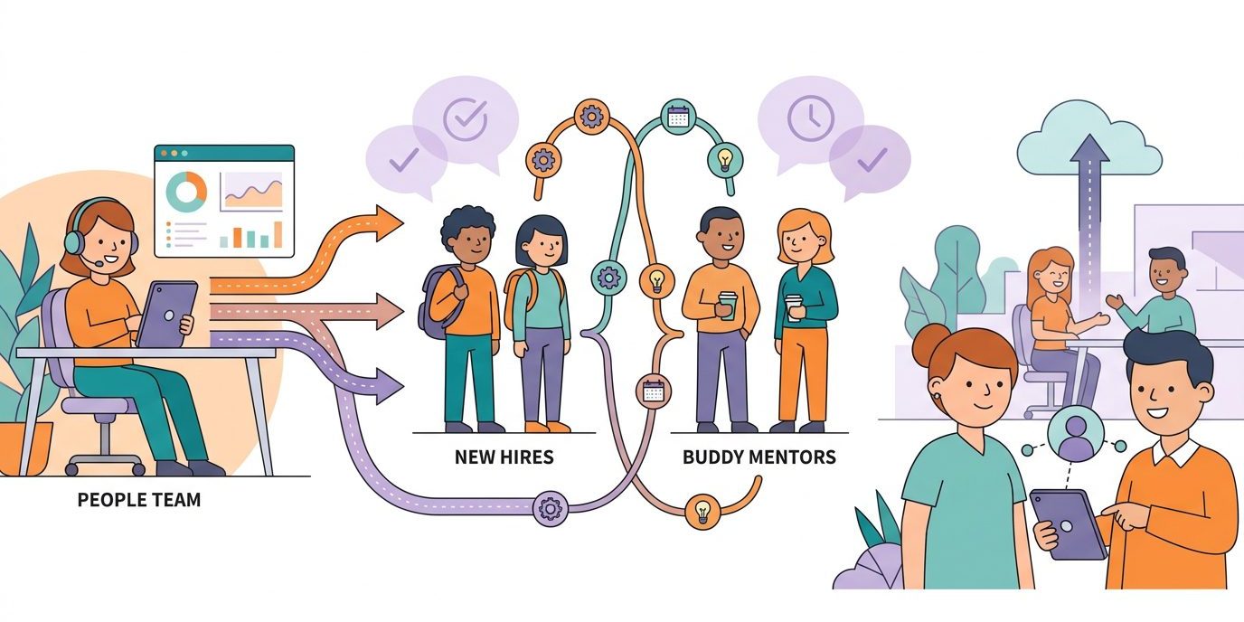 Onboarding buddy program without admin burnout banner LEAD.bot onboarding buddy program matching new hires with buddy mentors