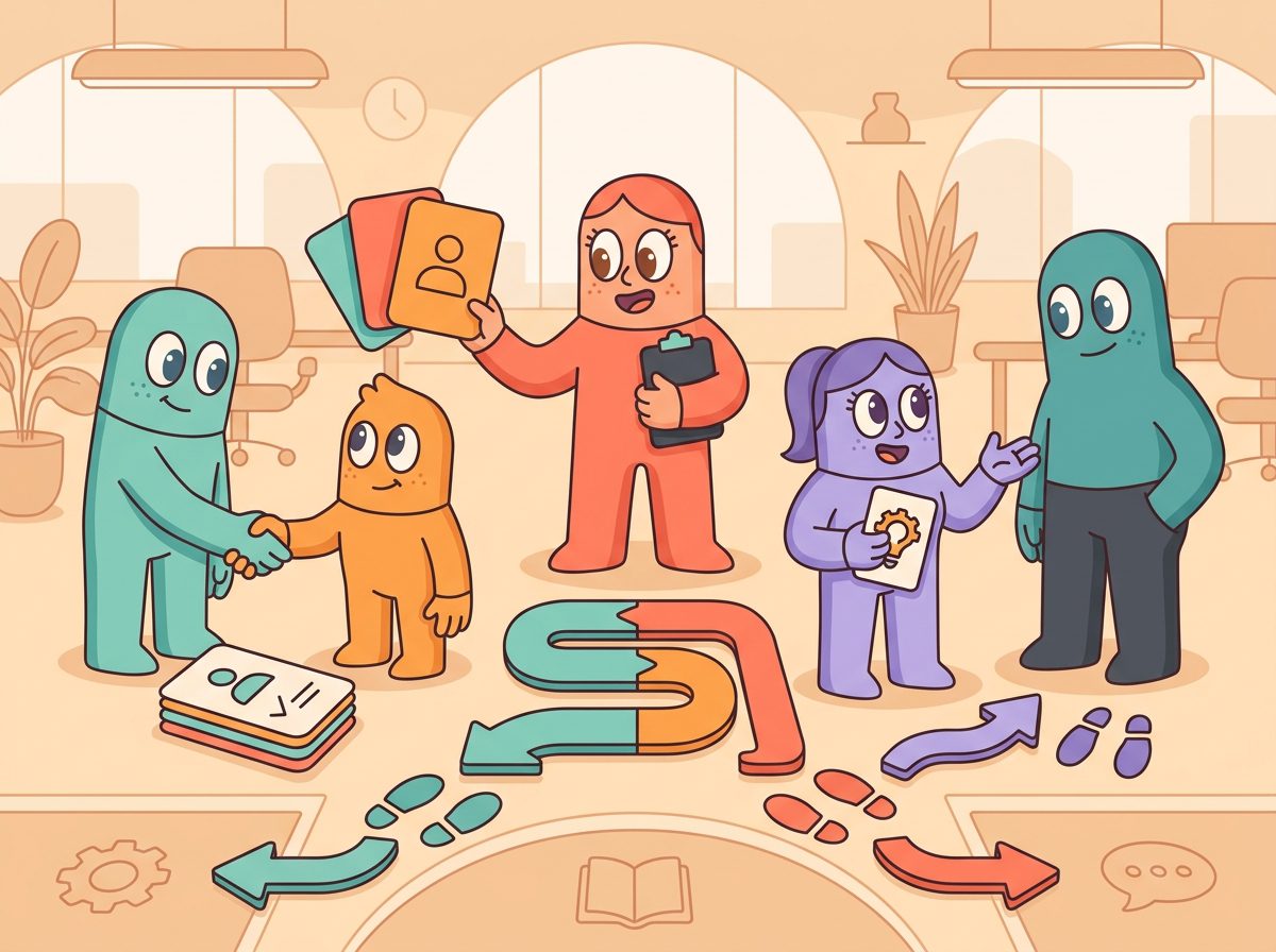 LEAD.bot employees forming onboarding, mentoring, and knowledge sharing pairs