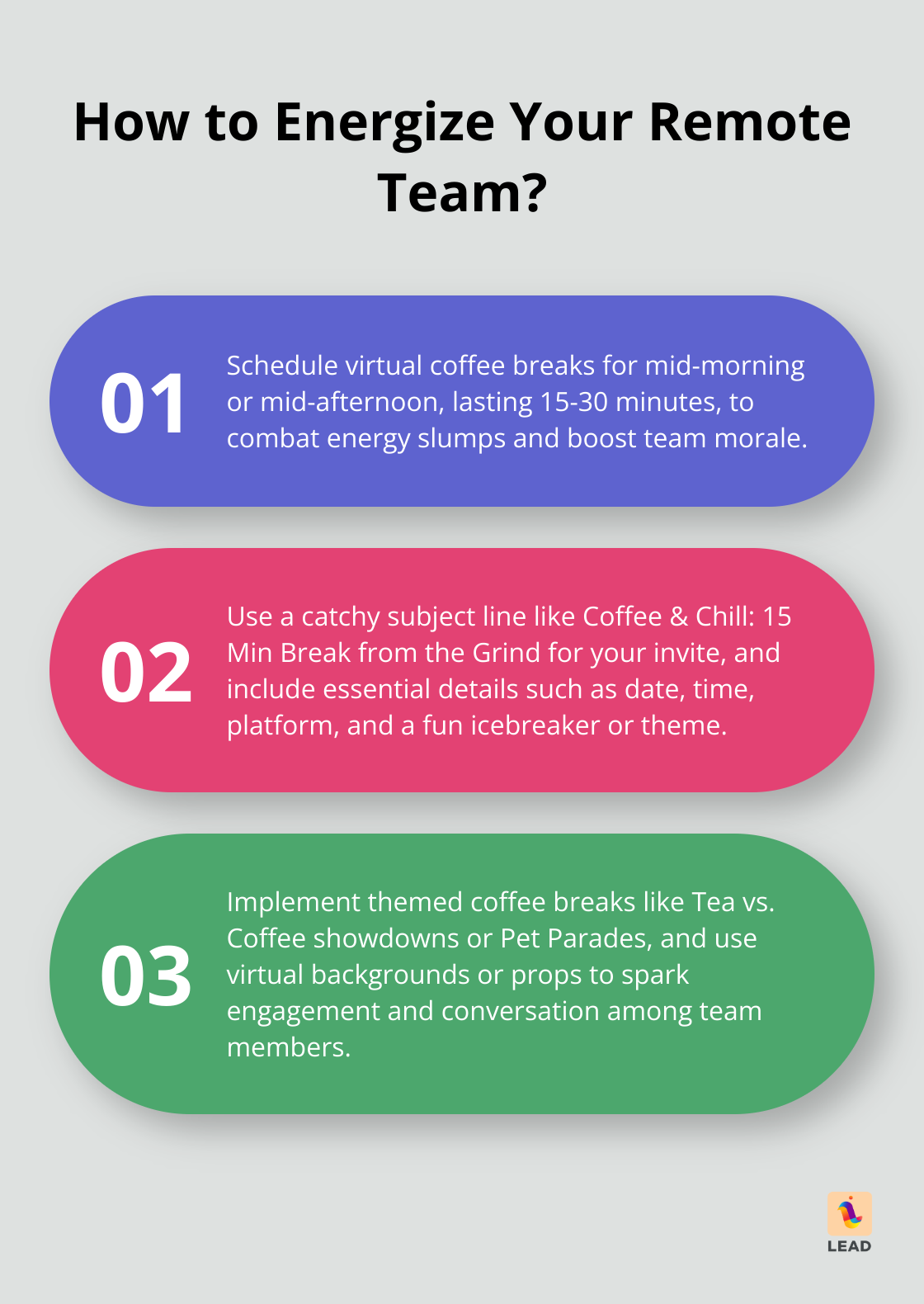 Infographic: How to Energize Your Remote Team? - virtual coffee break invitation email template